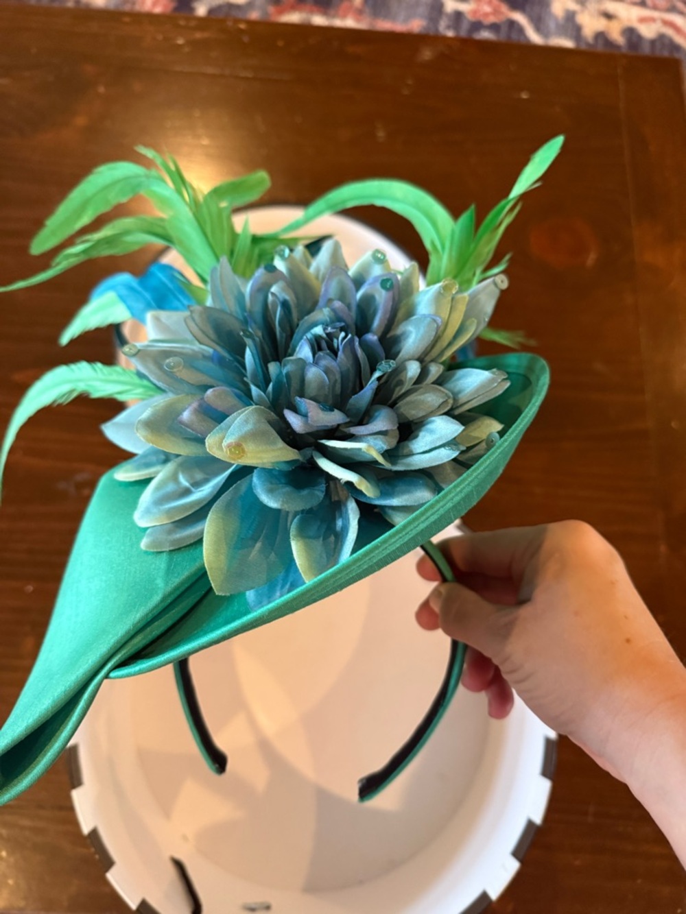 Green and blue Fascinator Headband